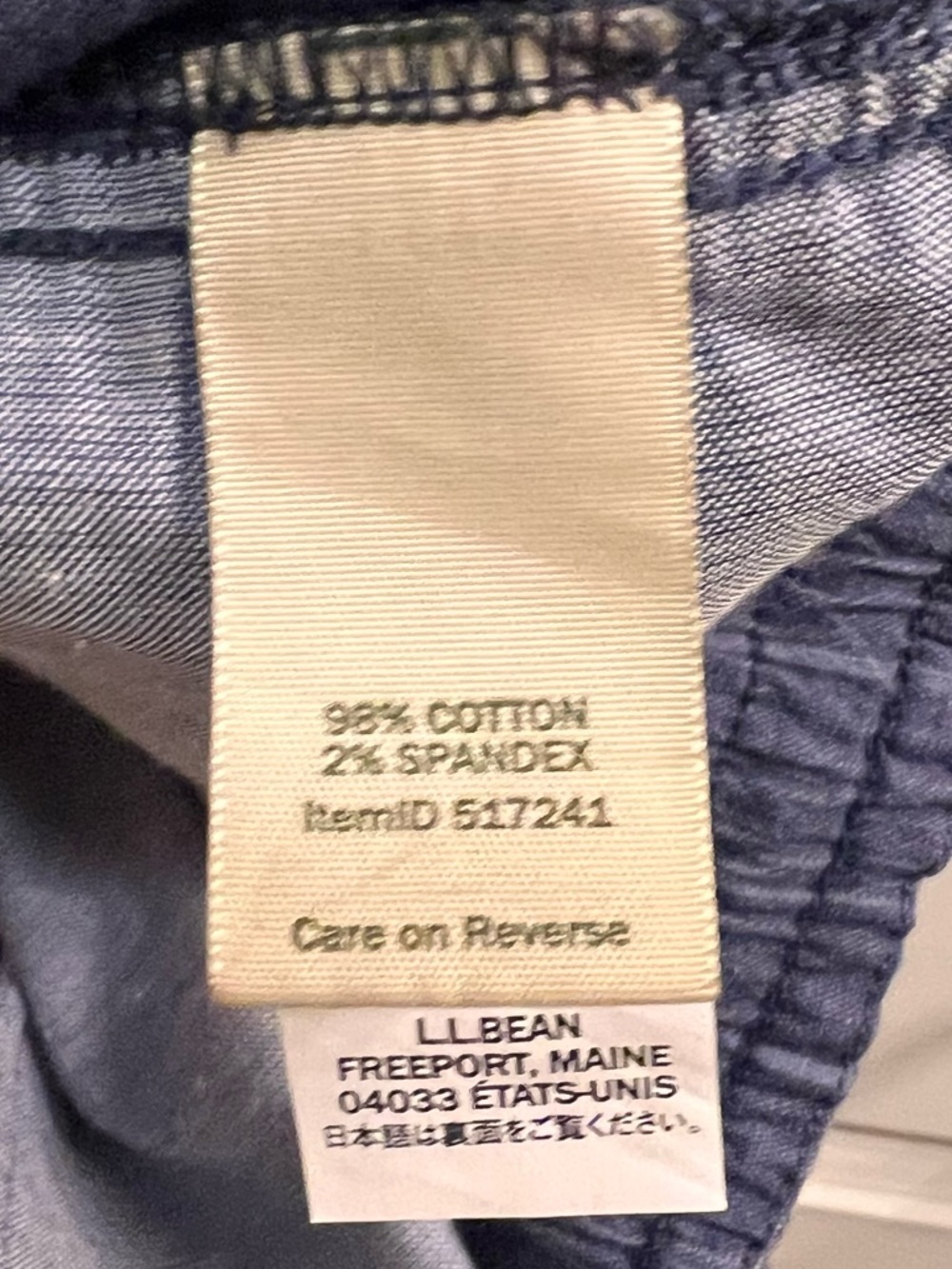 LL Bean Favorite Fit Pants cotton striped navy - Picture 12 of 14